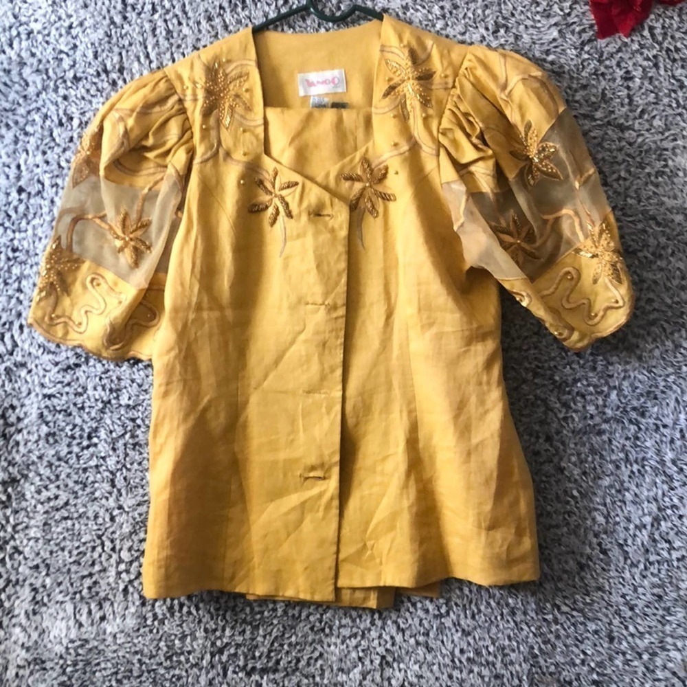 Beautiful Women’s Linen Classy Outfit Mustard Color in Excellent Used Condition